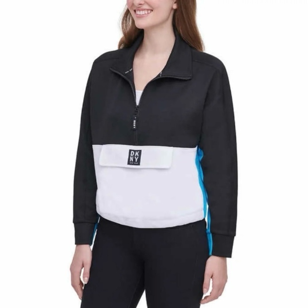 DKNY Sport Color Block Pullover 1/2 Zip Jacket Size Medium